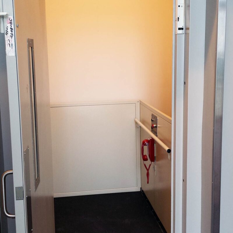 interior view of vertical wheelchair lift