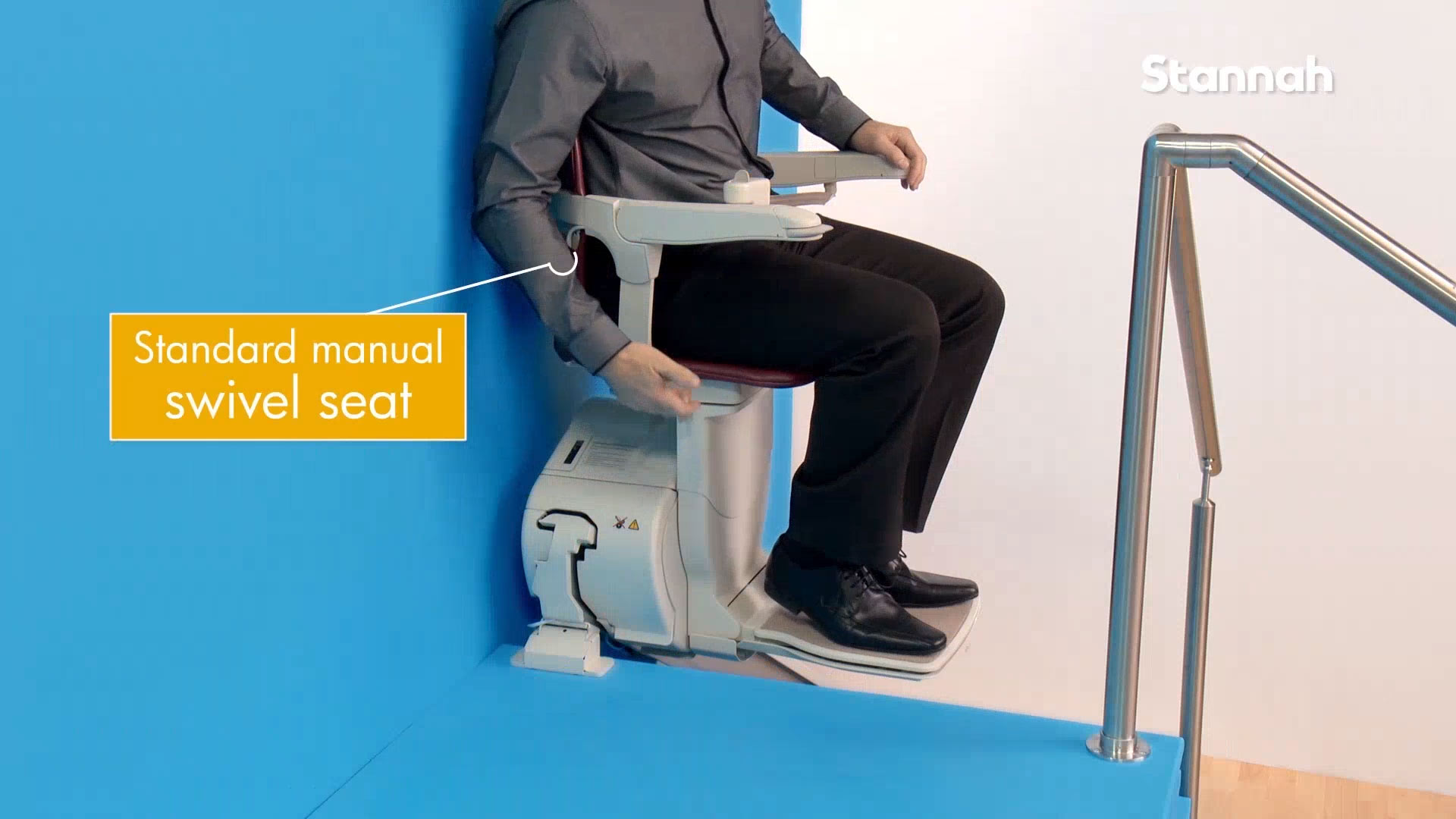 stairlift seat with standard manual swivel seat