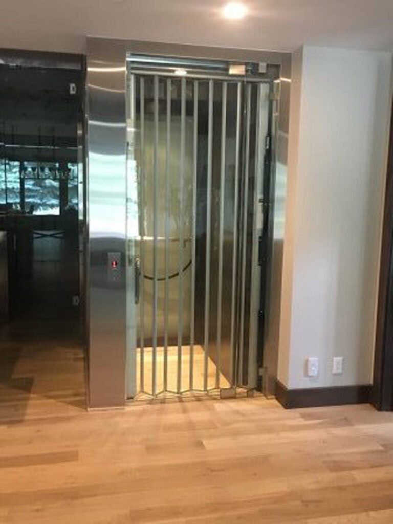 stainless steel and glass home elevator gate